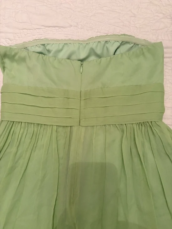 JCrew Strapless Light Green Pleated Cocktail Dress - Picture 4 of 5